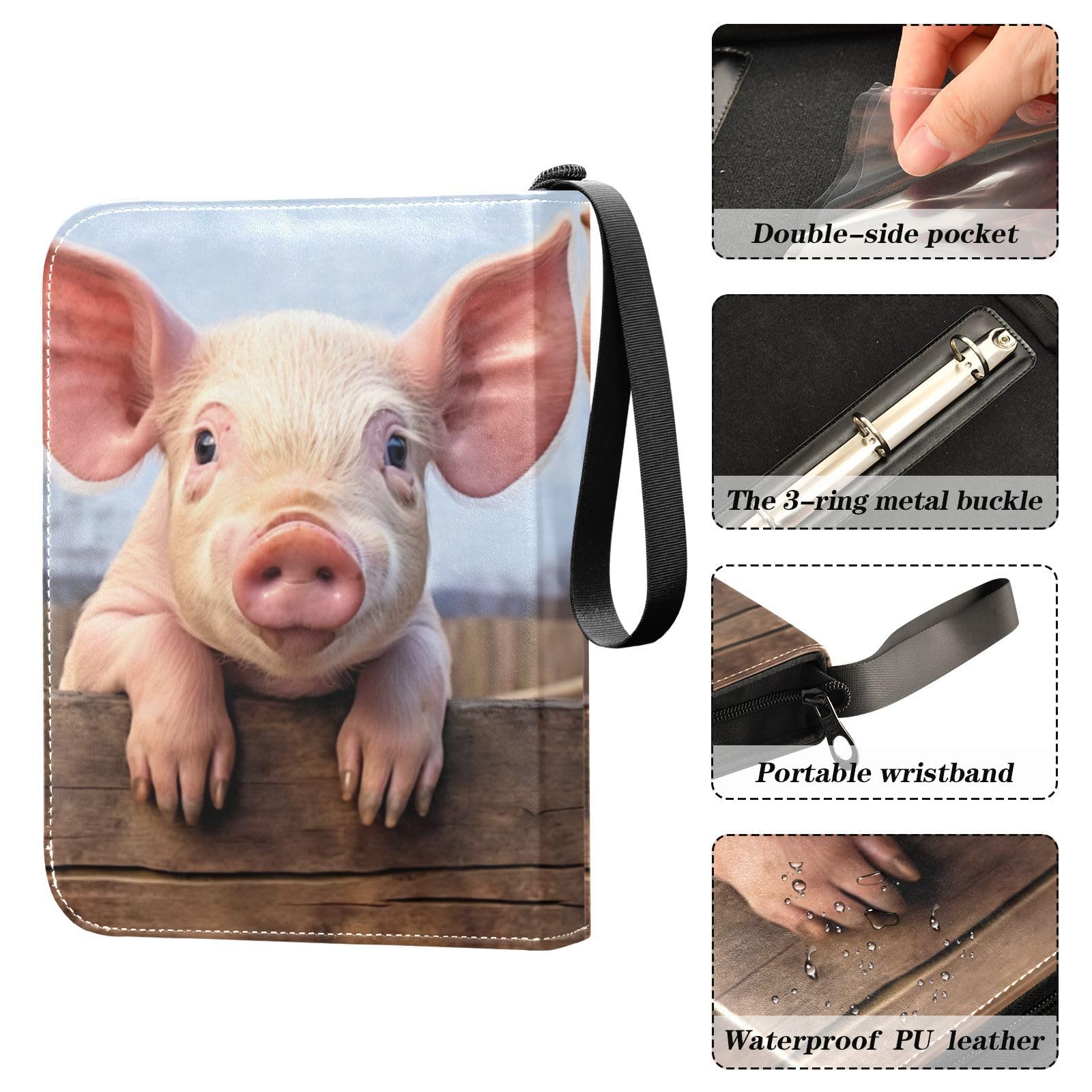Amazon.com: Coikll Cute Pig Card Binder with 50 Removable Page